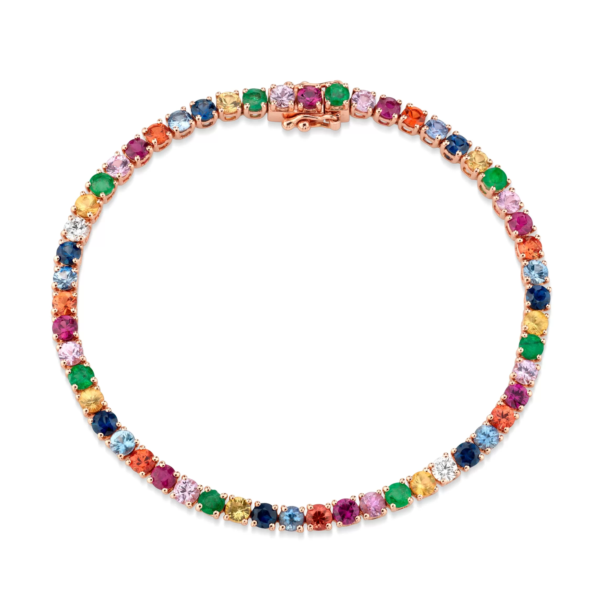 Anita Ko LARGE MULTI-COLORED FINE GEMSTONE AND DIAMOND HEPBURN BRACELET