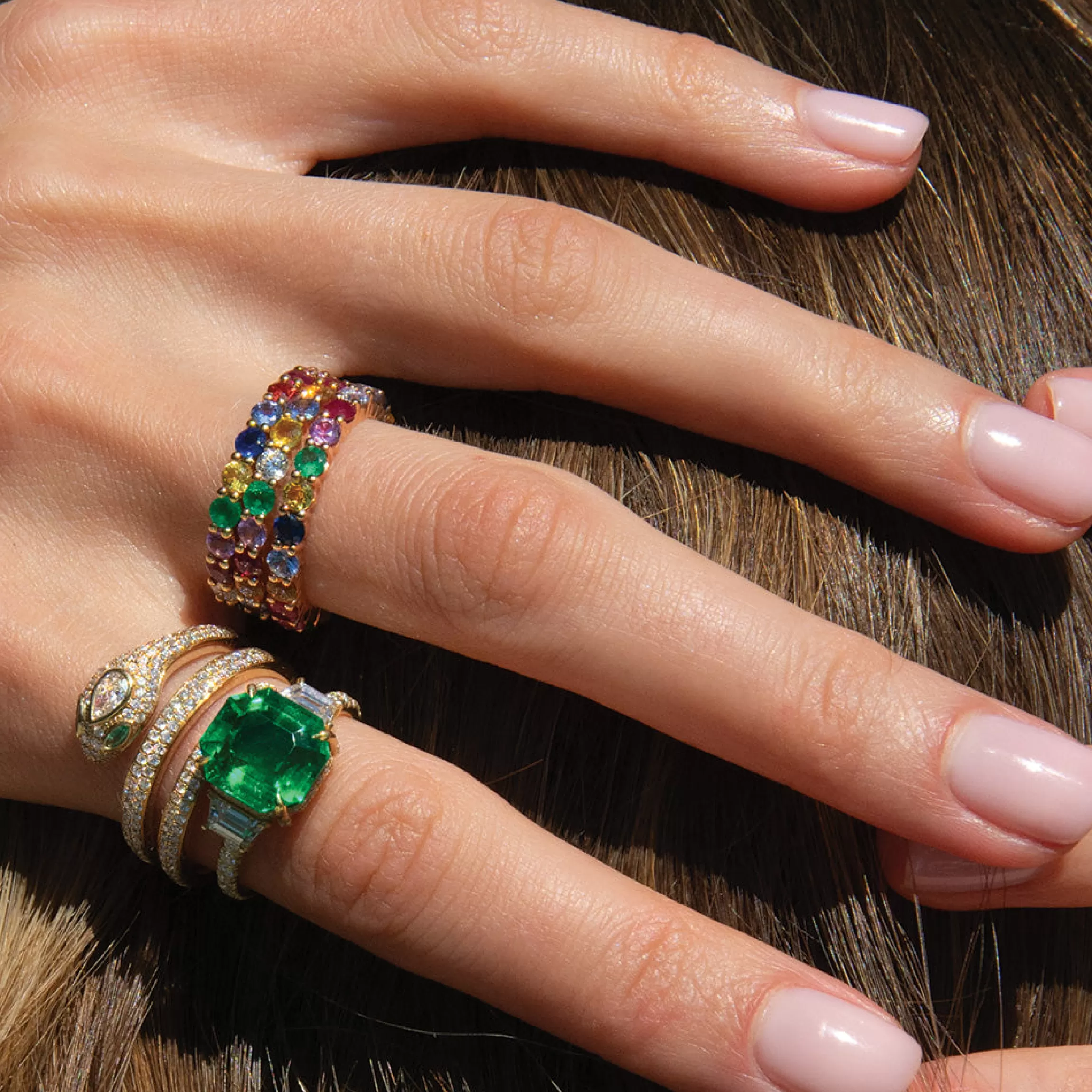 Anita Ko MULTI-COLORED GEMSTONE AND DIAMOND ETERNITY BAND