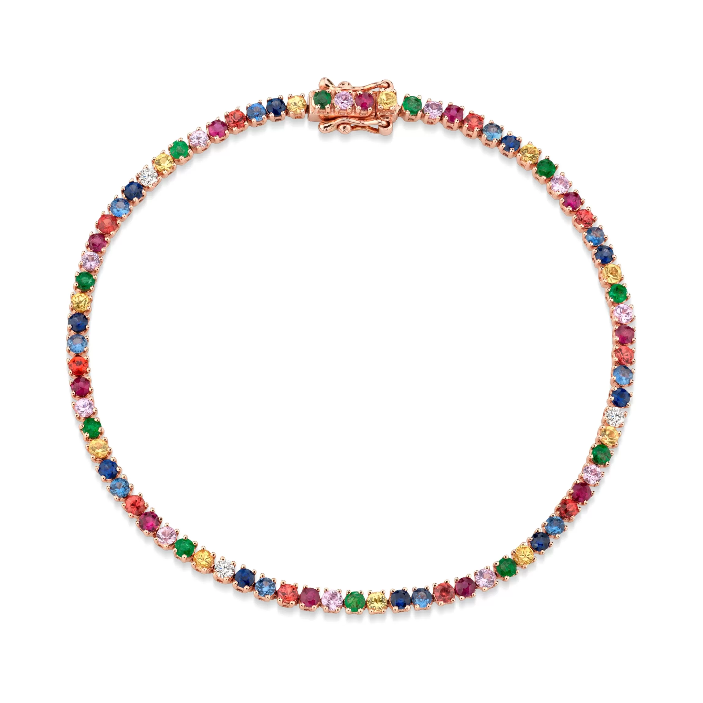 Anita Ko SMALL MULTI-COLORED FINE GEMSTONE AND DIAMOND HEPBURN BRACELET